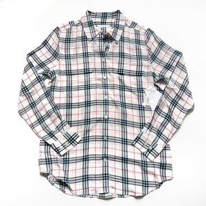 Equipment Slim Signature Silk Shirt Nature White Plaid Size Small NEW NWT